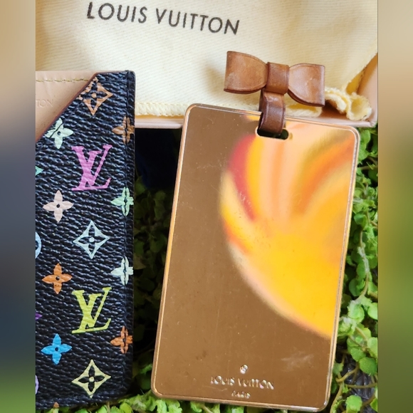 LOUIS VUITTON Black Multicolor LV Logo Mirror Credit Card Hotel Key Holder Case - Picture 11 of 16